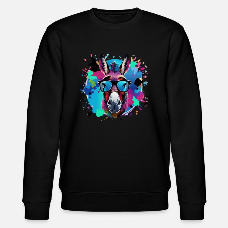 Esel,graffiti ,malerei , bunt,Nerd - Stanley/Stella Unisex Bio-Sweatshirt CHANGER  - Schwarz