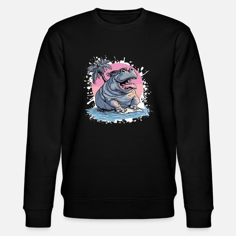 Nilpferd Insel Palme - Stanley/Stella Unisex Bio-Sweatshirt CHANGER  - Schwarz