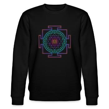 Sri Yantra - filigran - Stanley/Stella Unisex Bio-Sweatshirt CHANGER  - Schwarz - Vorne - Nik (191cm) & Marisol (170cm)