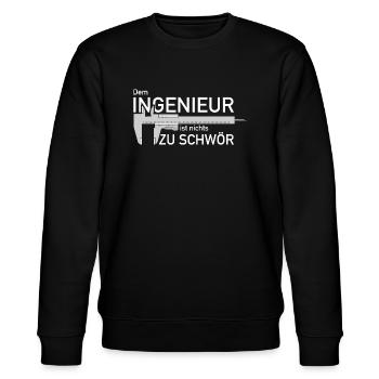 Dem Ingenieur ist nichts zu schwör Messschieber - Stanley/Stella Unisex Bio-Sweatshirt CHANGER  - Schwarz - Vorne - Nik (191cm) & Marisol (170cm)