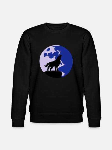 wolf and full moon - Stanley/Stella CHANGER Unisex Organic Sweatshirt - black