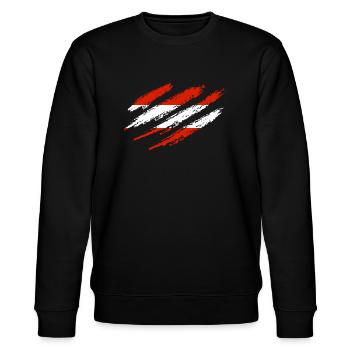 Österreich Flagge Austria Kratzer Cut Kratzspuren - Stanley/Stella Unisex Bio-Sweatshirt CHANGER  - Schwarz - Vorne - Nik (191cm) & Marisol (170cm)