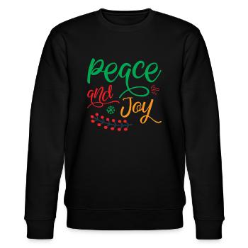 Frieden und Freude - Weihnachtshumor - Stanley/Stella Unisex Bio-Sweatshirt CHANGER  - Schwarz - Vorne - Nik (191cm) & Marisol (170cm)