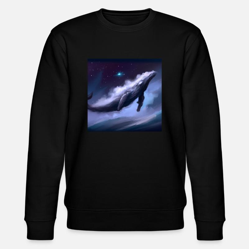Wal schwebt am Himmel - Stanley/Stella Unisex Bio-Sweatshirt CHANGER  - Schwarz