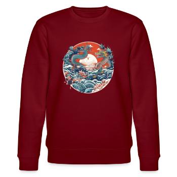 Chinese folklore - Stanley/Stella CHANGER Unisex Organic Sweatshirt - burgundy - Front - Nik (191cm) & Marisol (170cm)