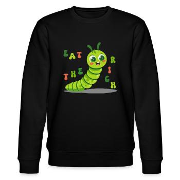 Süße Raupe - eat the rich - Stanley/Stella Unisex Bio-Sweatshirt CHANGER  - Schwarz - Vorne - Nik (191cm) & Marisol (170cm)