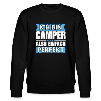 Einfach ein Perfekter Camper - Stanley/Stella Unisex Bio-Sweatshirt CHANGER  - Schwarz - Vorne - Nik (191cm) & Marisol (170cm)