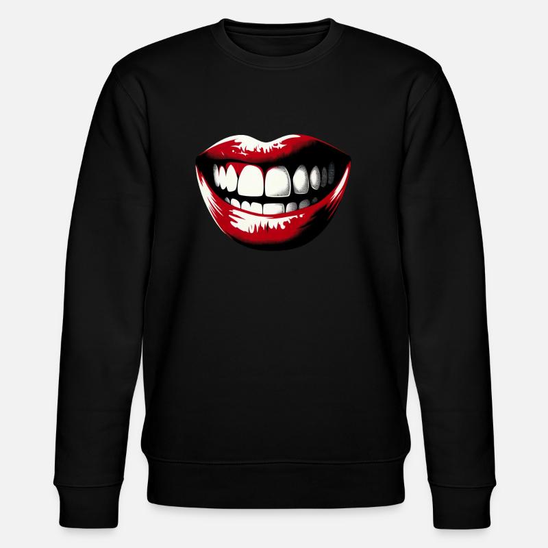 Lachende Lippen | Glücklich sein - Stanley/Stella Unisex Bio-Sweatshirt CHANGER  - Schwarz