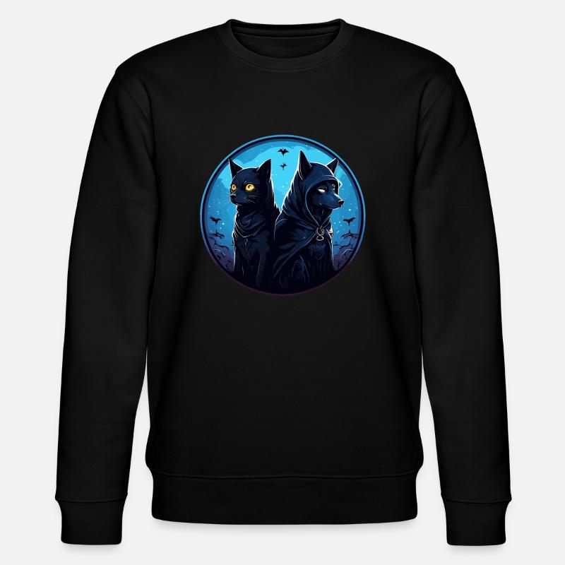 Der Wolf und die Katze - Stanley/Stella Unisex Bio-Sweatshirt CHANGER  - Schwarz