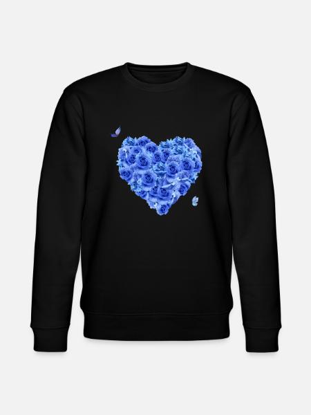 Blue floral heart - Stanley/Stella CHANGER Unisex Organic Sweatshirt - black