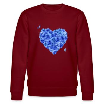 Blaues Blumenherz - Stanley/Stella Unisex Bio-Sweatshirt CHANGER  - Burgunderrot - Vorne - Nik (191cm) & Marisol (170cm)