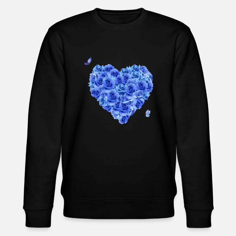 Cœur floral bleu - Sweat bio CHANGER Stanley/Stella Unisexe - noir
