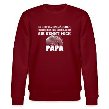 Papa Tochter - Stanley/Stella Unisex Bio-Sweatshirt CHANGER  - Burgunderrot - Vorne - Nik (191cm) & Marisol (170cm)