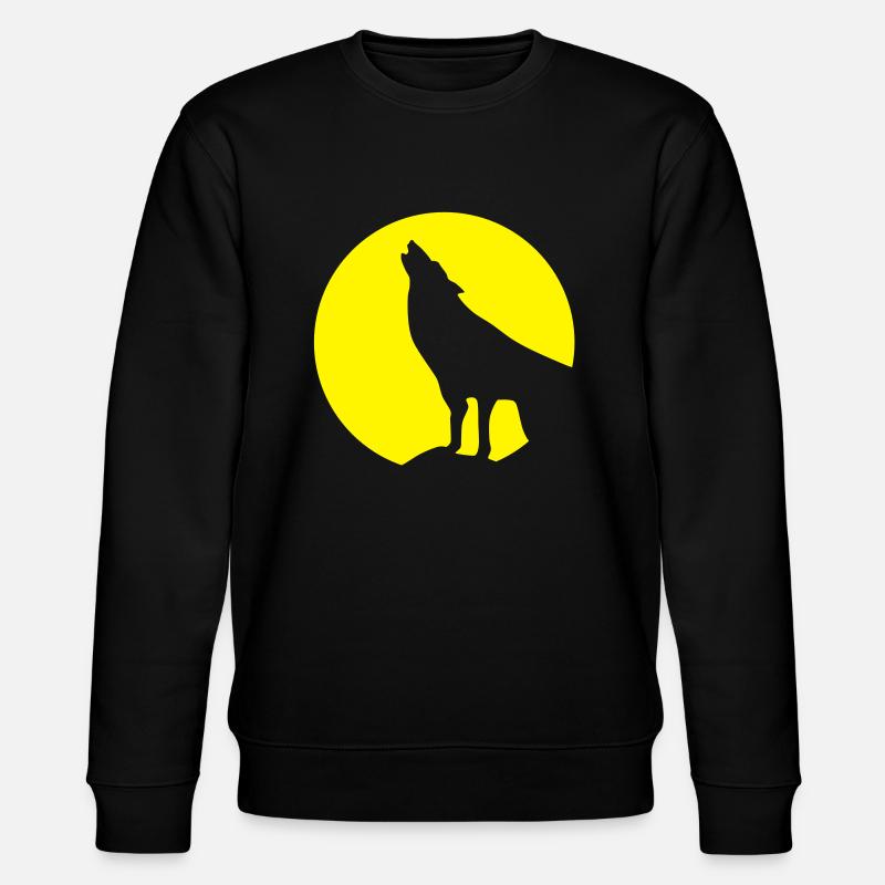 Wolf und Vollmond - Stanley/Stella Unisex Bio-Sweatshirt CHANGER  - Schwarz