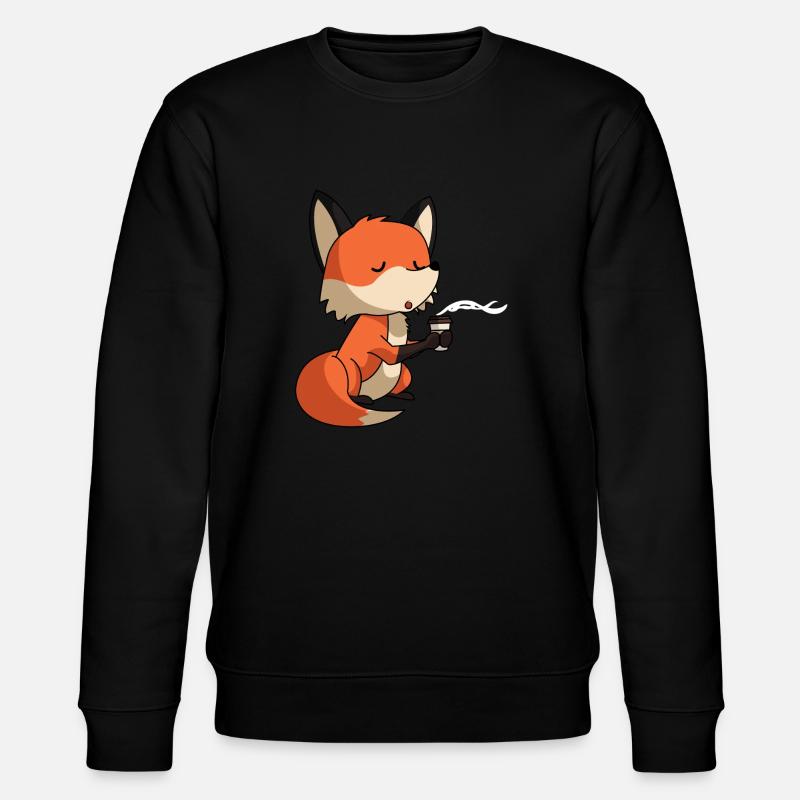 Fox with coffee - Stanley/Stella CHANGER Unisex Organic Sweatshirt - black