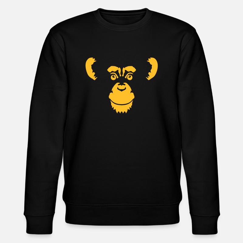 Schimpansen-Affenkopf-Tierzeichnung - Stanley/Stella Unisex Bio-Sweatshirt CHANGER  - Schwarz