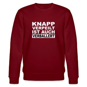Knapp Verpeilt Ist Auch Verballert Techno Raver - Stanley/Stella Unisex Bio-Sweatshirt CHANGER  - Burgunderrot - Vorne - Nik (191cm) & Marisol (170cm)
