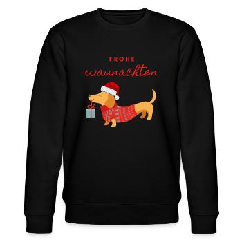Frohe Waunachten | Dackel Weihnachten | XMas Hund - Stanley/Stella Unisex Bio-Sweatshirt CHANGER  - Schwarz - Vorne - Nik (191cm) & Marisol (170cm)