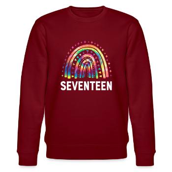 Tie Dye Regenbogen Siebzehn Jahre 17. Geburtstag - Stanley/Stella Unisex Bio-Sweatshirt CHANGER  - Burgunderrot - Vorne - Nik (191cm) & Marisol (170cm)