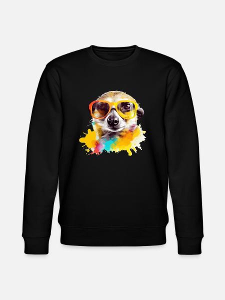 Exou the spectacled meerkat - Stanley/Stella CHANGER Unisex Organic Sweatshirt - black