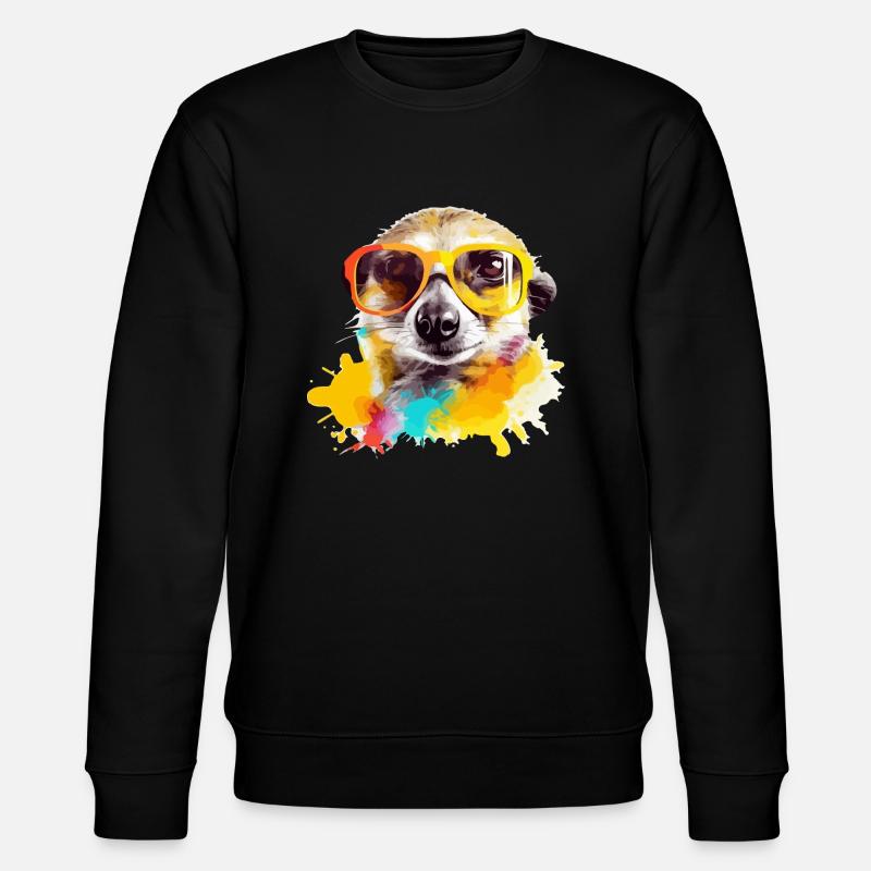 Exou das Erdmännchen mit Brille - Stanley/Stella Unisex Bio-Sweatshirt CHANGER - Schwarz