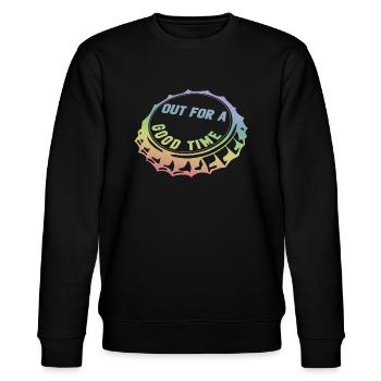 out for a good time - Stanley/Stella CHANGER Unisex Organic Sweatshirt - black - Front - Nik (191cm) & Marisol (170cm)