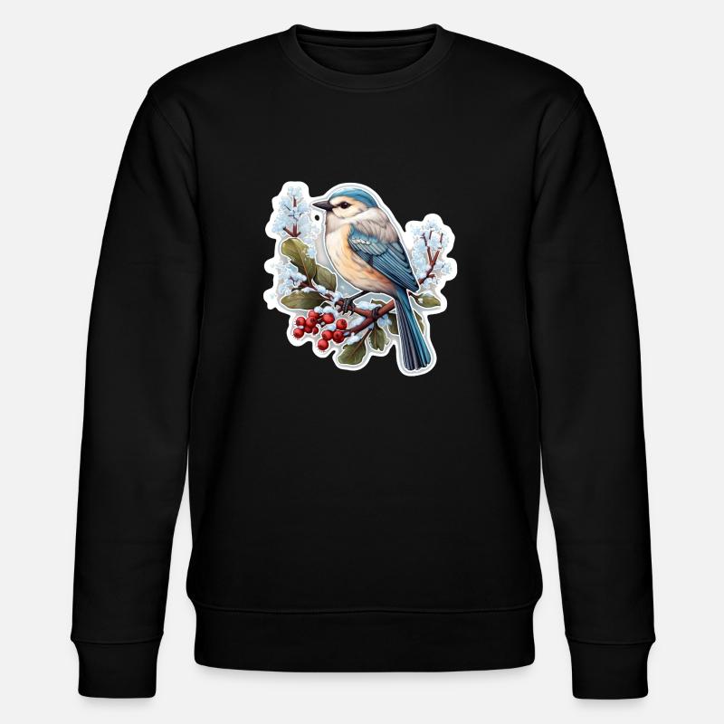 Vogel im Winter - Stanley/Stella Unisex Bio-Sweatshirt CHANGER  - Schwarz
