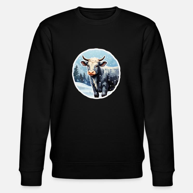 Rind auf winterlicher Alm - Stanley/Stella Unisex Bio-Sweatshirt CHANGER - Schwarz