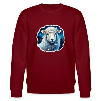 Winternachtsschaf - Stanley/Stella Unisex Bio-Sweatshirt CHANGER  - Burgunderrot - Vorne - Nik (191cm) & Marisol (170cm)