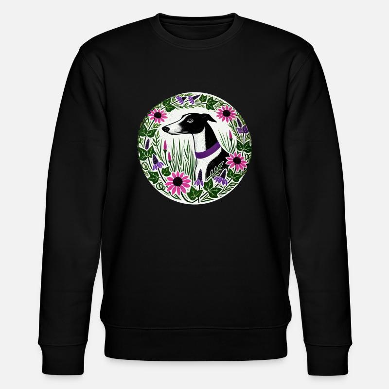Schwarz-weißer Windhund - Stanley/Stella Unisex Bio-Sweatshirt CHANGER  - Schwarz