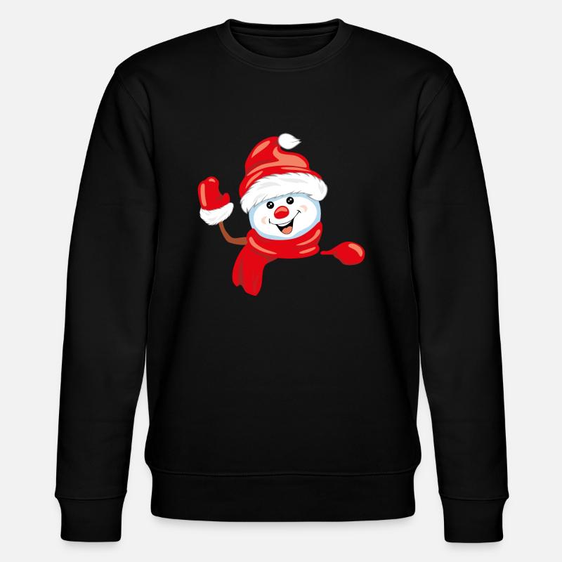 Winkender glücklicher Schneemann - Stanley/Stella Unisex Bio-Sweatshirt CHANGER  - Schwarz