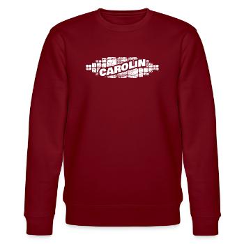 Carolin als Carolin - Stanley/Stella Unisex Bio-Sweatshirt CHANGER  - Burgunderrot - Vorne - Nik (191cm) & Marisol (170cm)