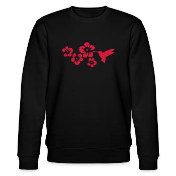 colibri fleurs d'hibiscus - Sweat bio CHANGER Stanley/Stella Unisexe - noir - Devant - Nik (191cm) & Marisol (170cm)