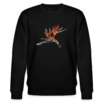 Blume, Papageienblume, Paradiesvogel blume - Stanley/Stella Unisex Bio-Sweatshirt CHANGER  - Schwarz - Vorne - Nik (191cm) & Marisol (170cm)