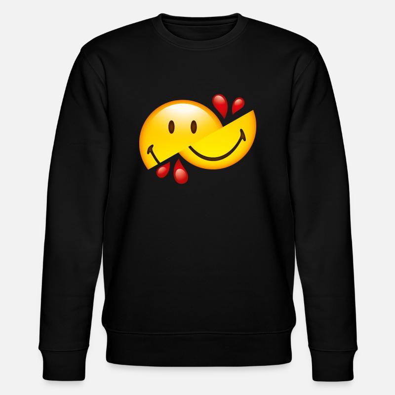Smiley Glossy Cut in Half - Stanley/Stella CHANGER Unisex Organic Sweatshirt - black