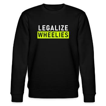 Legalize Wheelies Bike Supermoto Motorrad Shirt - Stanley/Stella Unisex Bio-Sweatshirt CHANGER  - Schwarz - Vorne - Nik (191cm) & Marisol (170cm)