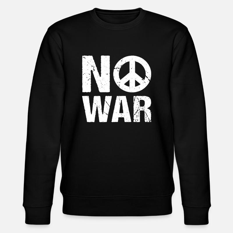 No War Peace Sign - Stanley/Stella CHANGER Unisex Organic Sweatshirt - black