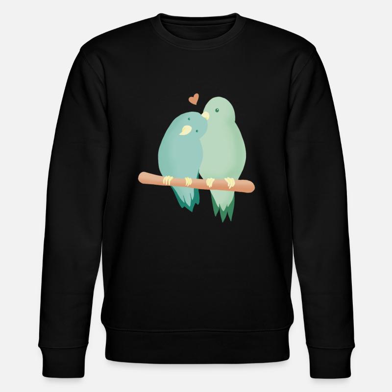 Liebe, Vögel umarmen sich - Stanley/Stella Unisex Bio-Sweatshirt CHANGER  - Schwarz