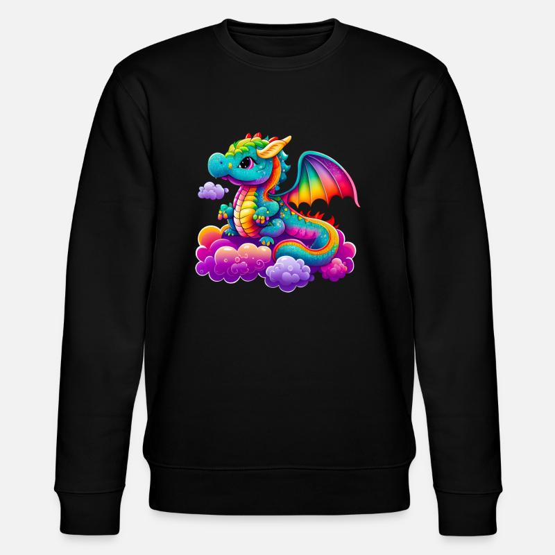 Süßer bunter Drache - Stanley/Stella Unisex Bio-Sweatshirt CHANGER  - Schwarz