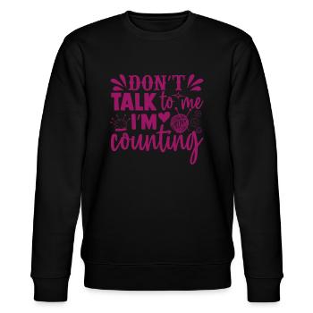 Don't talk to me, I'm counting, knitting crochet - Stanley/Stella CHANGER Unisex Organic Sweatshirt - black - Front - Nik (191cm) & Marisol (170cm)
