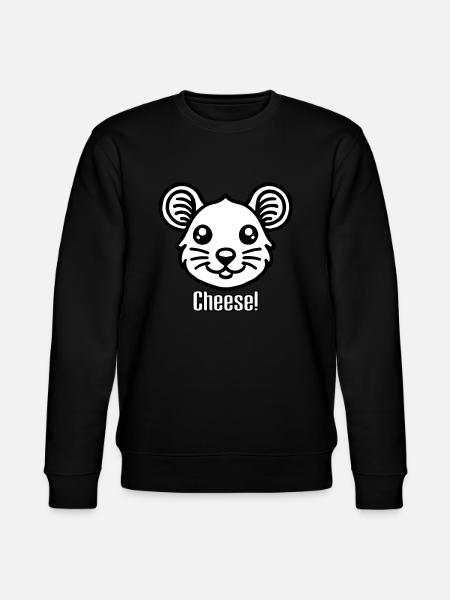 Cute looking Mouse - "Cheese" Design - Stanley/Stella CHANGER Unisex Organic Sweatshirt - black