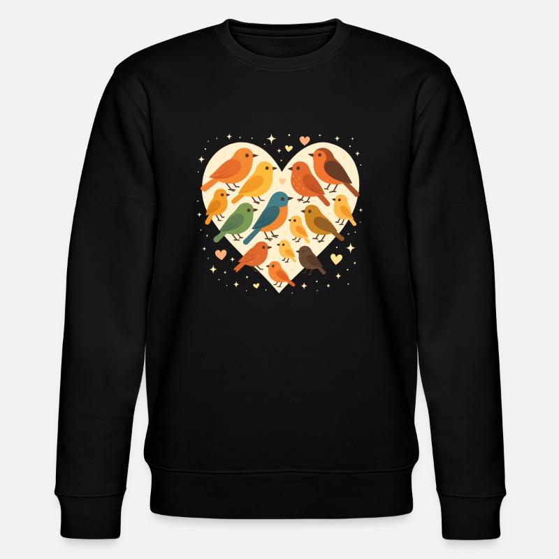 Vögel und Schmetterlinge - Stanley/Stella Unisex Bio-Sweatshirt CHANGER  - Schwarz