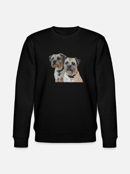 Two Border Terriers - Stanley/Stella CHANGER Unisex Organic Sweatshirt - black