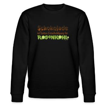 Schokolade ist Gottes Entschuldigung für Rosenkohl - Stanley/Stella Unisex Bio-Sweatshirt CHANGER  - Schwarz - Vorne - Nik (191cm) & Marisol (170cm)