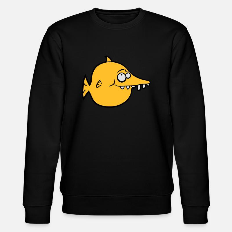 thick round funny comic fish - Stanley/Stella CHANGER Unisex Organic Sweatshirt - black