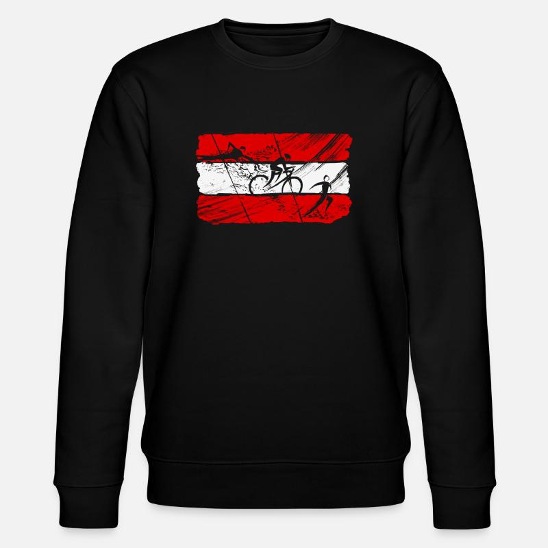 Triathlon Flagge Österreich (AUT) - Stanley/Stella Unisex Bio-Sweatshirt CHANGER  - Schwarz
