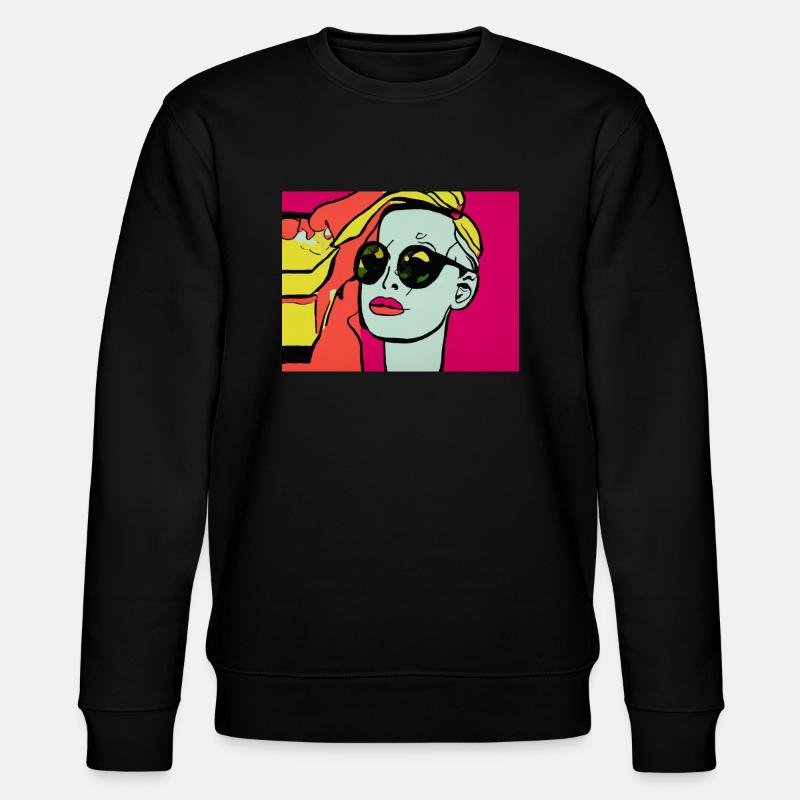 Pop Art - Frau mit Sonnebrille - Stanley/Stella Unisex Bio-Sweatshirt CHANGER  - Schwarz