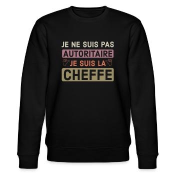 Femme autoritaire femme cheffe 2 - Sweat bio CHANGER Stanley/Stella Unisexe - noir - Devant - Nik (191cm) & Marisol (170cm)