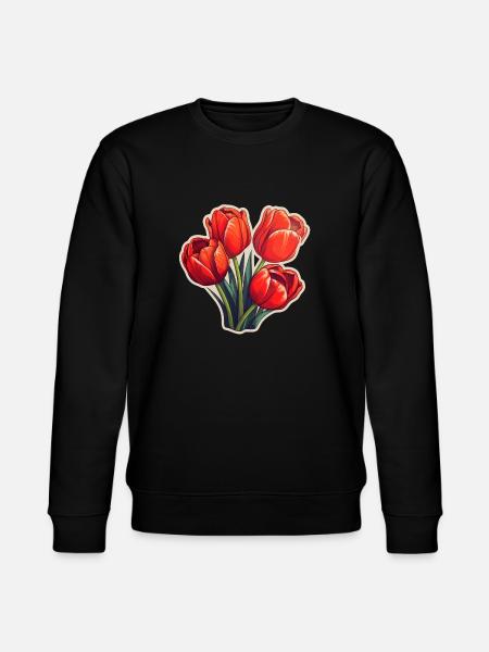 Tulips Four Flowers Red - Stanley/Stella CHANGER Unisex Organic Sweatshirt - black