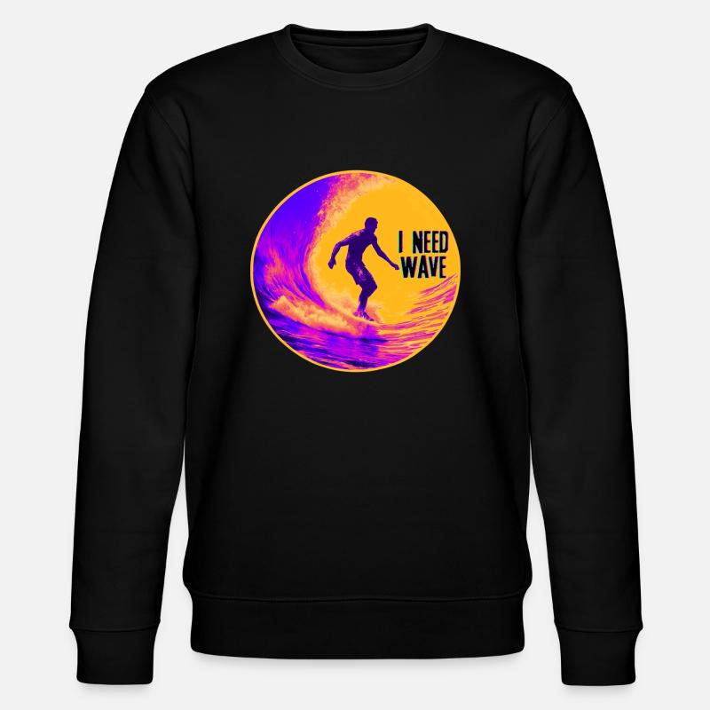I Need Wave - Surfer - Stanley/Stella CHANGER Unisex Organic Sweatshirt - black